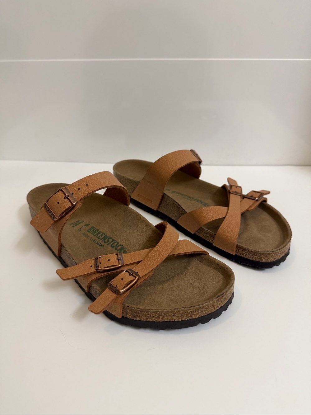 Birkenstock Mayari Slip-On Sandals Tan Vegan EU 42 US Women 11-11.5 Men 9-9.5